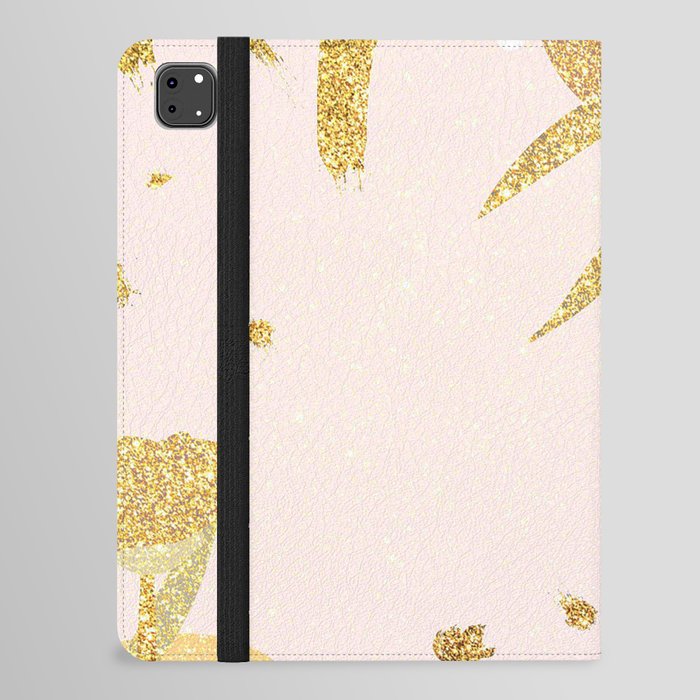 Elegant Abstract Pink Gold Glitter Floral Brushstrokes iPad Folio Case
