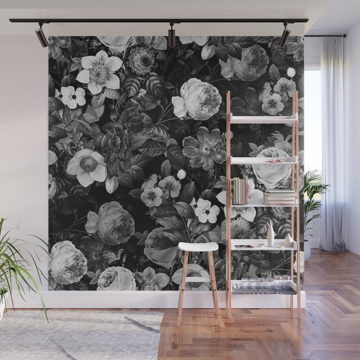 Black and White Garden Wall Mural