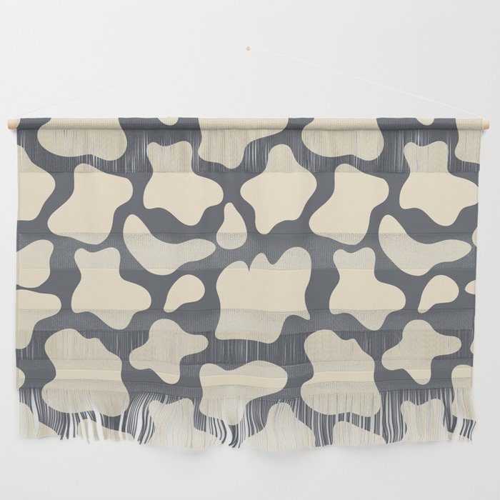 Aesthetic Cow Print Pattern - Champagne and Black Coral Wall Hanging