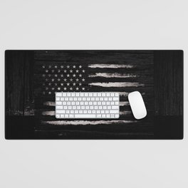 White Grunge American flag Desk Mat