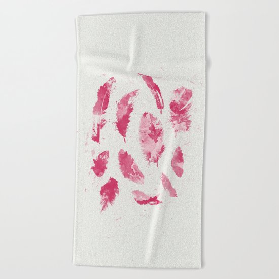 Pink Feathers Beach Towel