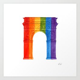 Washington Square Park Arch - Pride Colors Art Print | Manhattan, Rainbow, Newyorkcity, Gaypride, Pridecolors, Arch, Painting, Watercolor, Washingtonsquare, Park 