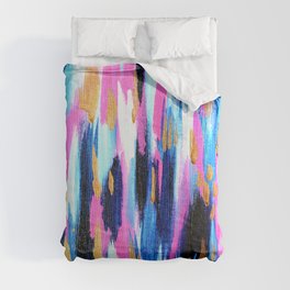 Spring Golden - Pink and Navy Abstract Comforter