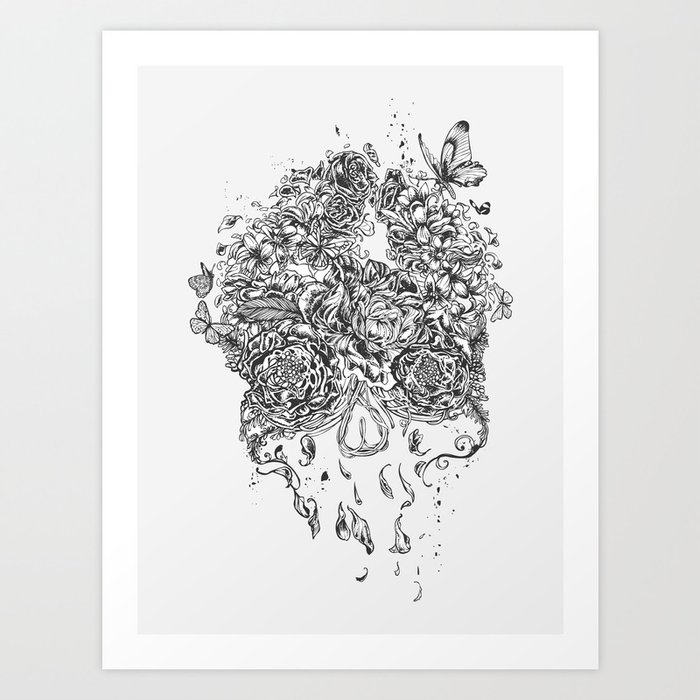Skull Flower Art Print
