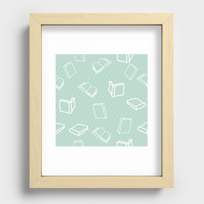 Hand Drawn Pattern with Books Recessed Framed Print