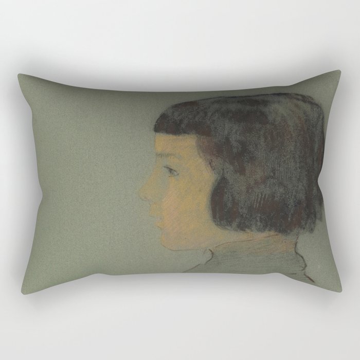 Odilon Redon - Young Woman in Profile Rectangular Pillow