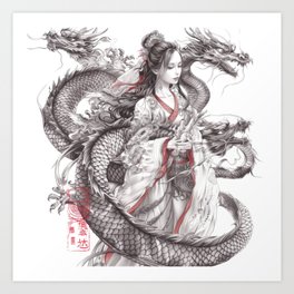 Highly Detailed Japanese Tattoo Style Art Art Print