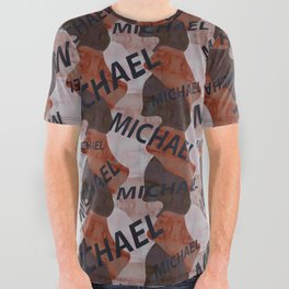  Michael pattern in brown colors and watercolor texture All Over Graphic Tee