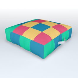 Pink Yellow Green Blue Large French Checkered Pattern Outdoor Floor Cushion
