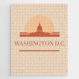 WASHINGTON DC CITY SKYLINE EARTH TONES Jigsaw Puzzle