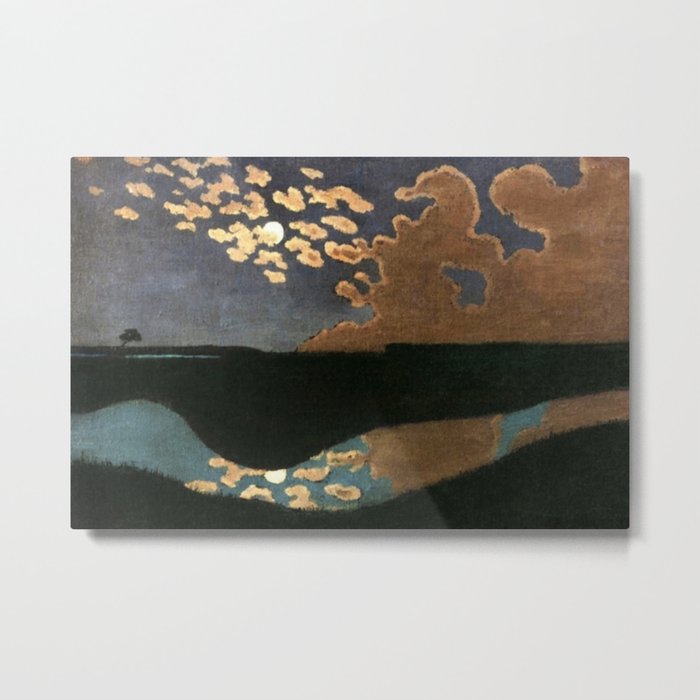 Moonlight reflections coastal landscape painting by Felix Vallotton Metal Print