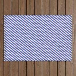 [ Thumbnail: Royal Blue and Bisque Colored Striped/Lined Pattern Outdoor Rug ]