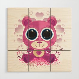 Valentine's Day Teddy Bear Wood Wall Art
