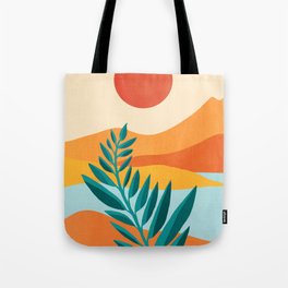 Mountain Sunset Colorful Landscape Illustration Tote Bag