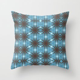 Ribbons of Turquoise Symmetrical Geometric Fractal Art // 2021 - 046 Throw Pillow