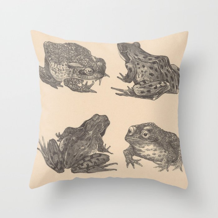 Naturalist Frogs Throw Pillow