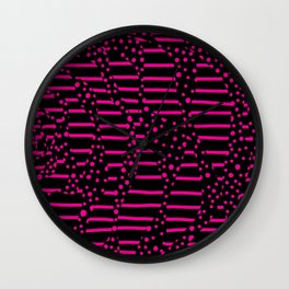 Spots and Stripes 2 - Magenta and Black Wall Clock