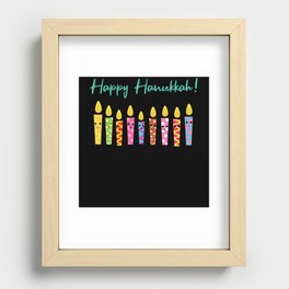 Cute Happy Hanukkah Candles Menorah Jewish Recessed Framed Print