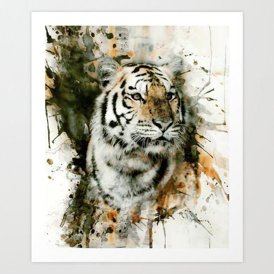 Tiger Splash Art Print