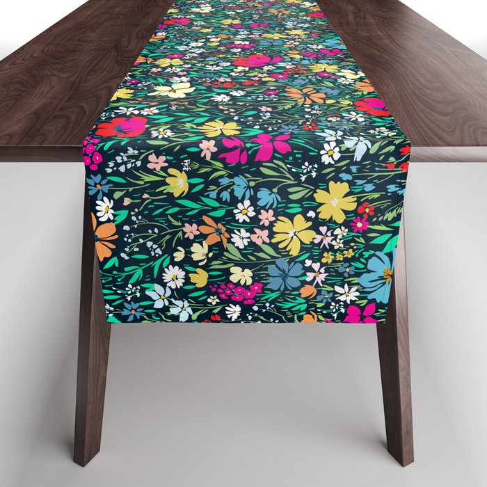 Summer floral print, colorful meadow Table Runner