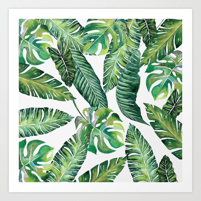 Jungle Leaves Banana Monstera Society6 Art Print By