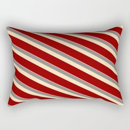 [ Thumbnail: Dark Salmon, Grey, Beige & Dark Red Colored Stripes/Lines Pattern Rectangular Pillow ]