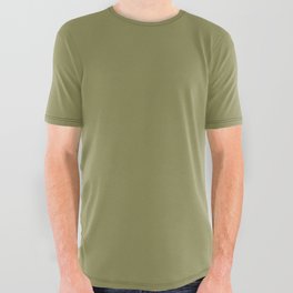 Dark Green-Yellow Solid Color Pantone Green Olive 17-0535 TCX Shades of Yellow Hues All Over Graphic Tee