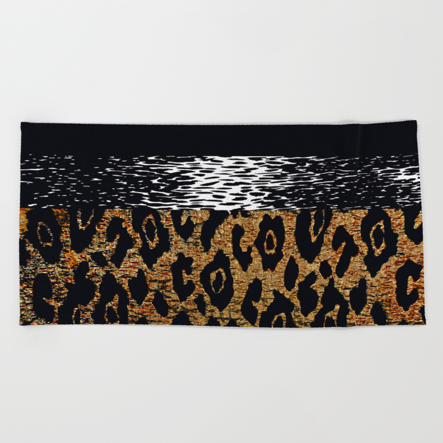 Animal Print Cheetah Leopard Black White And Golden Brown Beach Animal Print Cheetah Leopard Black