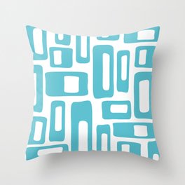 Retro Mid Century Modern Abstract Pattern 336 Light Aqua Blue Green Throw Pillow