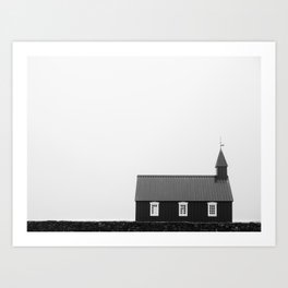 Budir Iceland - Minimalist Landscape, Black and White Photography Art Print