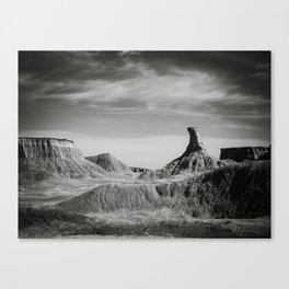 Badlands View Black and White Canvas Print