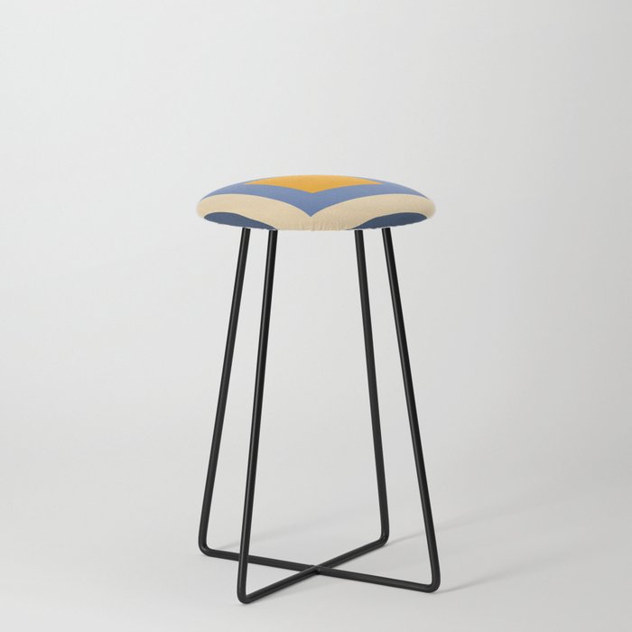 The Yellow - Colorful Retro Abstract Geometric Square Design Pattern Counter Stool
