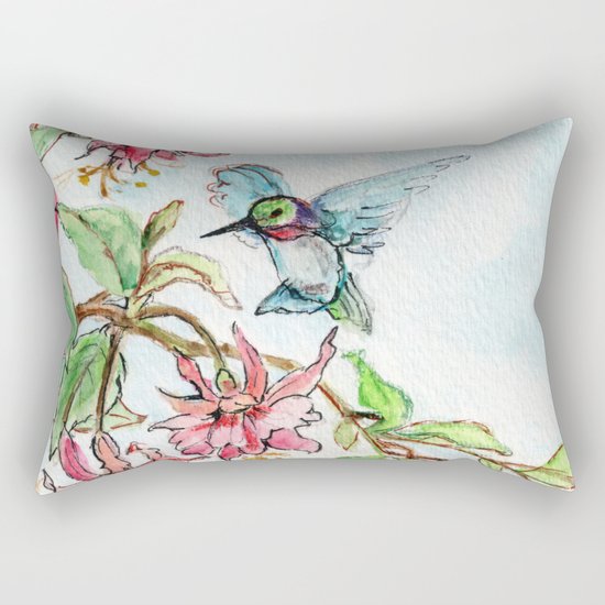 Honeysuckle Hummingbird Rectangular Pillow