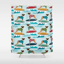 Boxer surfing pattern cute pet gifts dog lovers boxer dog Shower Curtain