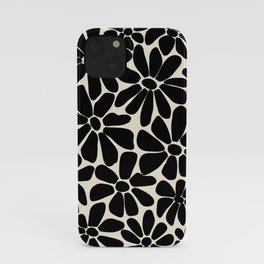 Black and White Retro Floral Art Print  iPhone Case | Homedecor, Pop Art, Flower, Black And White, Gabriela Thomeu, Floral, Modern, Black, 60S, White 