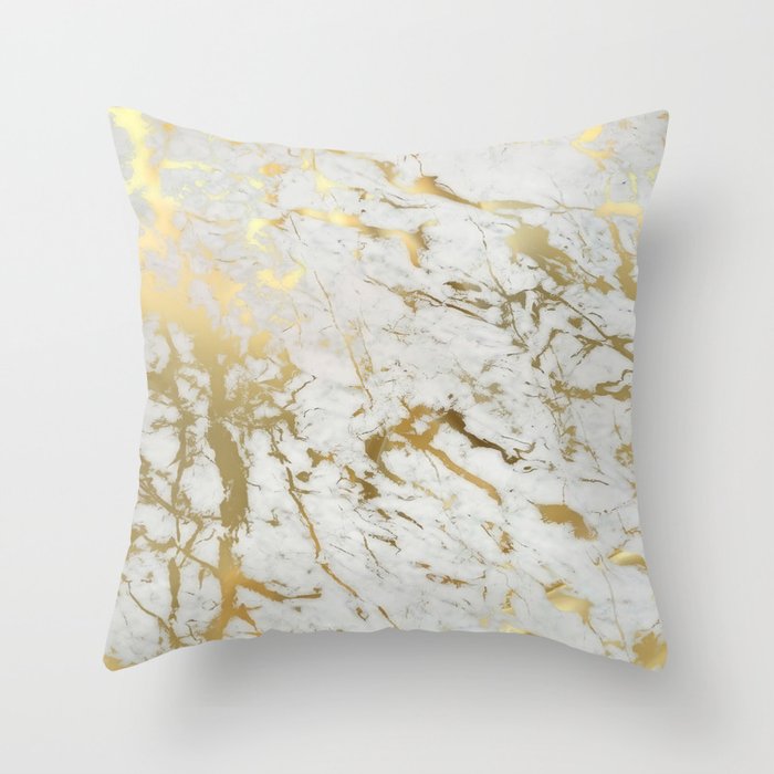 Gold marble Throw Pillow