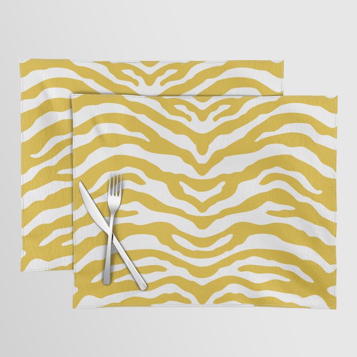 Zebra Wild Animal Print Mustard Yellow Placemat