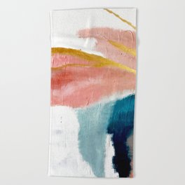 Exhale: a pretty, minimal, acrylic piece in pinks, blues, and gold Beach Towel