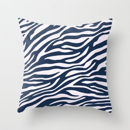 Navy Blue Zebra Animal Print Throw Pillow