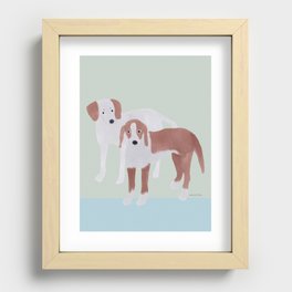 Dogs Near Water - Rose and Mint Recessed Framed Print