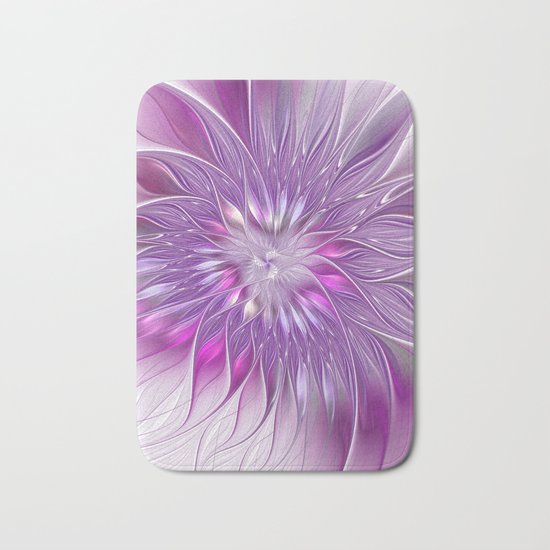 Pink Flower Passion, Abstract Fractal Art Bath Mat