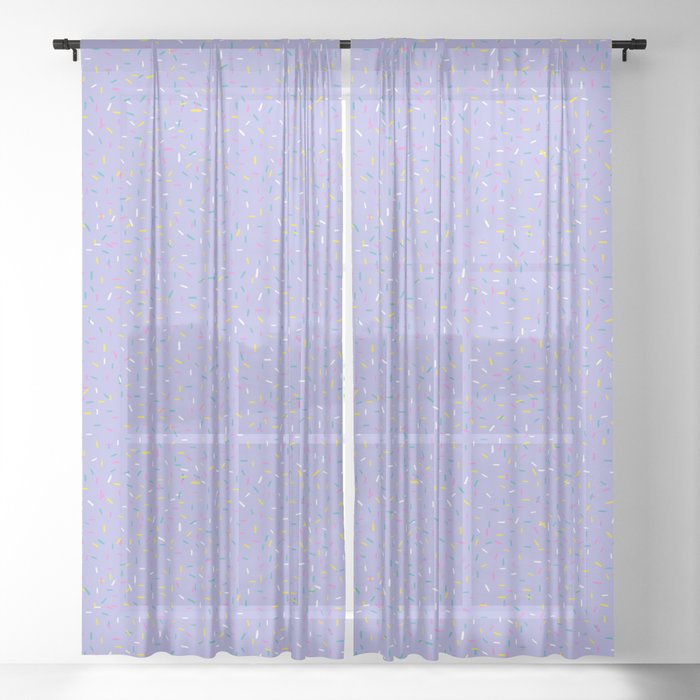 Colorful Sprinkles Small-Scale Pattern on Lavender Background  Sheer Curtain