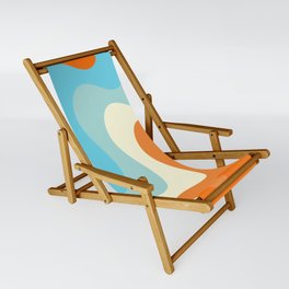 Vintage Summer Palette Mid-Century Minimalist Waves Abstract Art Sling Chair