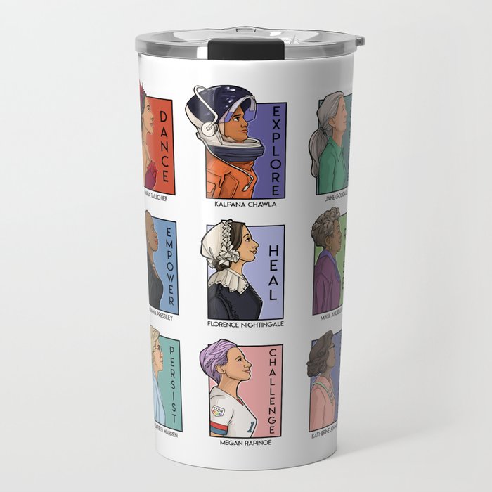 She Series - Real Women Collage Version 1 Travel Mug by Karen Hallion  Illustrations