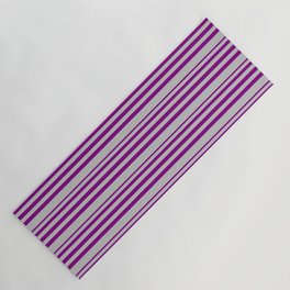 [ Thumbnail: Purple & Grey Colored Lines Pattern Yoga Mat ]
