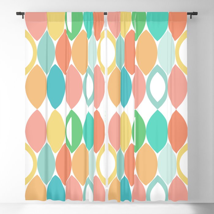 Colourful summer leaves pastel seamless pattern Blackout Curtain