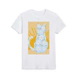 Cat, Florals & Sunshine Kids T Shirt