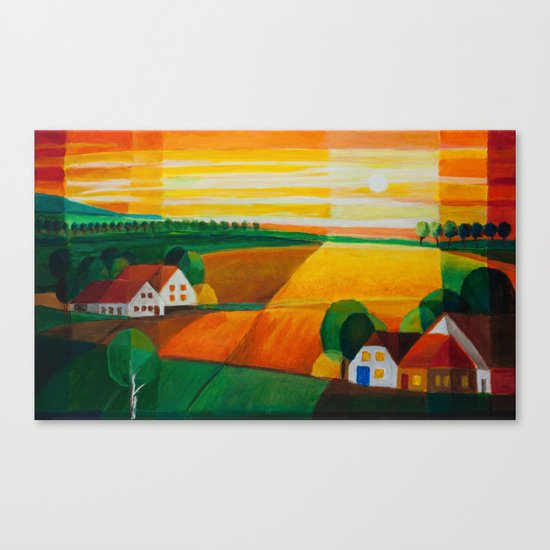 DoroT No 0181 – Summer Evening Over Village – Sommerabend über dem Dorf Canvas Print
