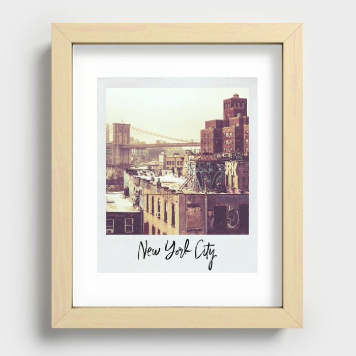 New York City and the Brooklyn Bridge | Vintage Style Photography Recessed Framed Print