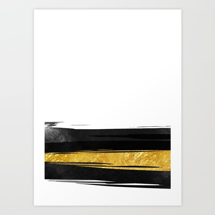 Gold and Black Stripes Art Print